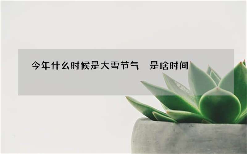 今年什么时候是大雪节气 是啥时间